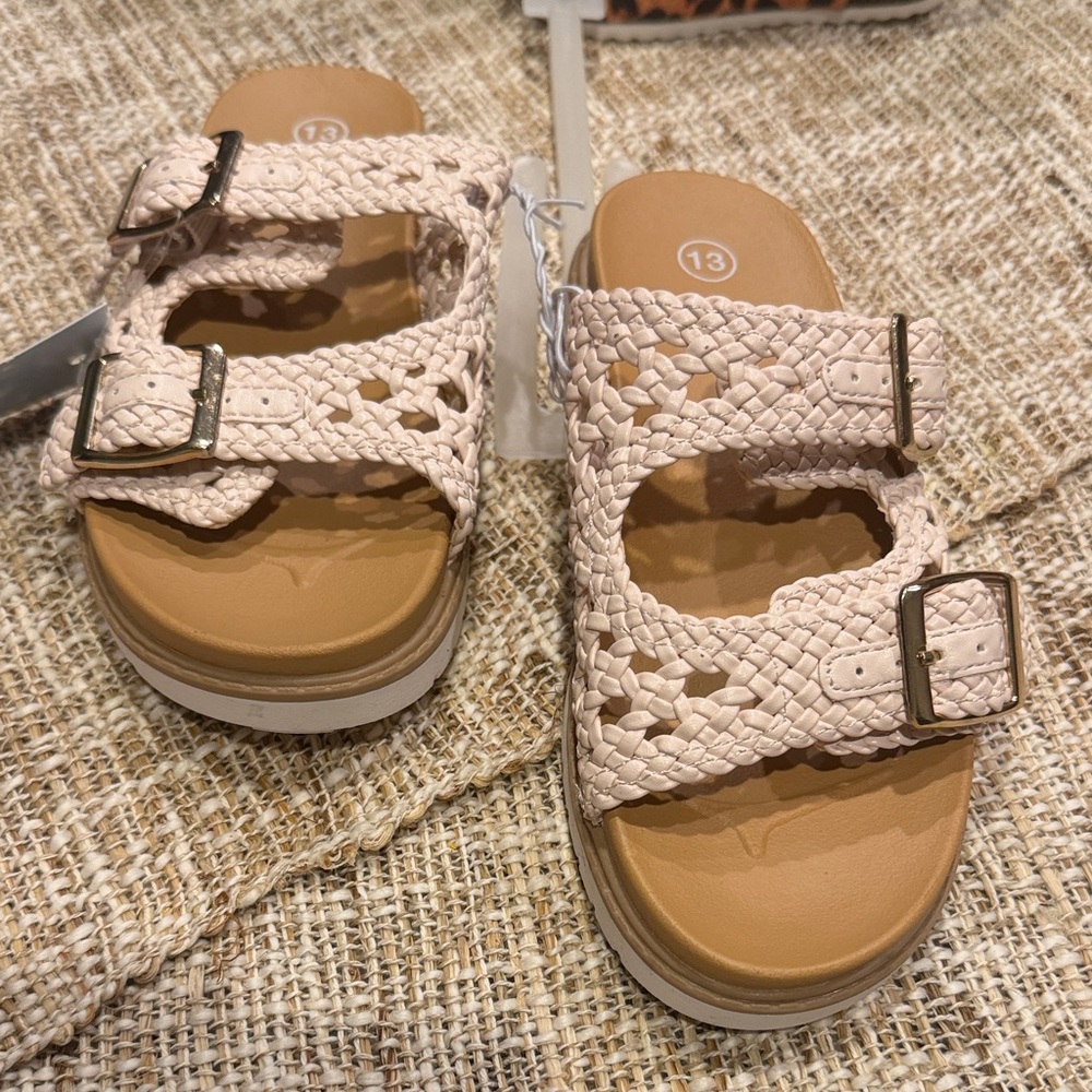 Cat & Jack Blush Braided Double-Buckle Slide Sandals
